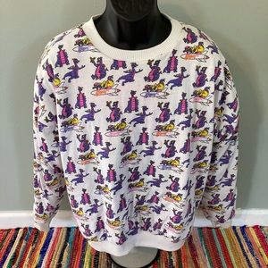 80s Disney Figment All Over Print Sweatshirt Reversible Vintage Epcot Large
